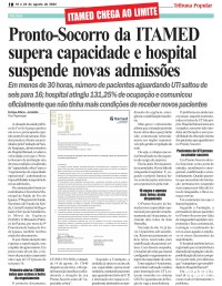 Pronto-Socorro da ITAMED supera capacidade e hospital suspende novas admissões