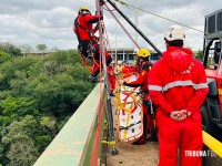 Bombeiros de três estados realizam treinamento de resgate em águas rápidas no Rio Iguaçu