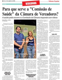 VERGONHA: Para que ser a "Comissão de Saúde" da Câmara de Vereadores?