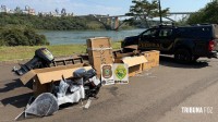 PF e PM apreendem embarcação carregada com bicicletas elétricas no Rio Paraná
