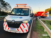 Colisão entre duas motos deixa três pessoas feridas na BR-277 na região do Bairro Três Lagoas