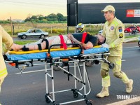 Colisão entre duas motos deixa três pessoas feridas na BR-277 na região do Bairro Três Lagoas
