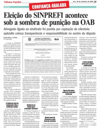 COMFIANÇA ABALADA: Eleição do SINPREFI acontece sob a sombra de punição na OAB