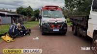 Pedestre e motociclista ficam feridos após colisão em Santa Helena