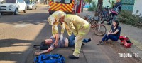 Motociclista é socorrido pelo Siate após colisão entre duas motos no Porto Meira