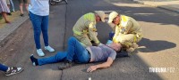 Motociclista é socorrido pelo Siate após colisão entre duas motos no Porto Meira