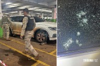 Caminhonete crivada de balas encontrada no estacionamento do Shopping Lago em Salemma