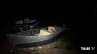Policia Federal e PM apreendem duas embarcações carregadas com cigarros e pneu de caminhão no Rio Paraná