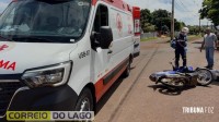 Colisão entre carro e motocicleta deixa mulher ferida no bairro Porto Seguro em Santa Helena