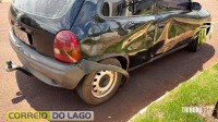 Colisão entre carro e motocicleta deixa mulher ferida no bairro Porto Seguro em Santa Helena