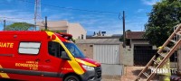 Idoso sofre mal súbito enquanto fazia manutenção no telhado e é socorrido pelo Corpo de Bombeiros na Vila Yolanda