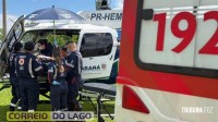 Idosa de 77 anos com AVC hemorrágico é transferida por helicóptero de Santa Helena para hospital de referência em Cascavel