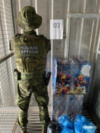 BPFRON apreende produtos contrabando em ônibus na cidade de Céu Azul BPFRON apreende produtos contrabando em ônibus na cidade de Céu Azul