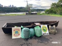 PF e PM realizam apreensão de um barco a remo com maconha em Foz do Iguaçu PF e PM realizam apreensão de um barco a remo com maconha em Foz do Iguaçu