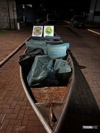 PF e BPFRON apreendem embarcação carregada com cigarros contrabandeados em Guaíra PF e BPFRON apreendem embarcação carregada com cigarros contrabandeados em Guaíra