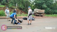 Medianeira: Motociclista fica ferido em acidente na Rua Iguaçu Medianeira: Motociclista fica ferido em acidente na Rua Iguaçu