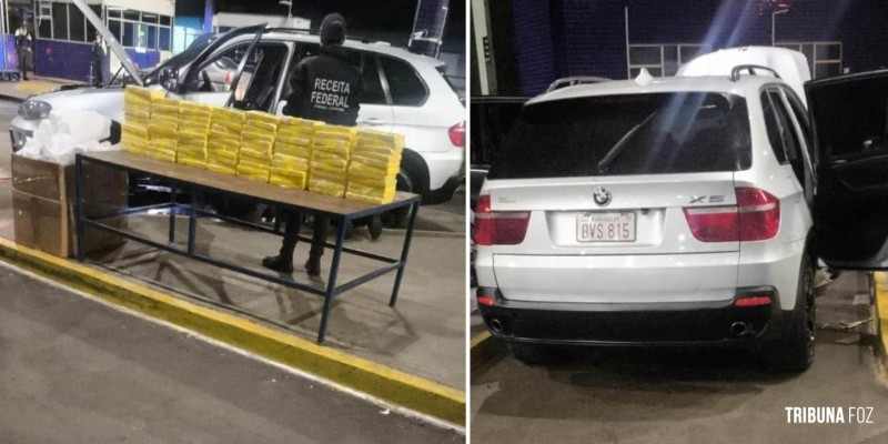 Receita Federal apreende 107,3 Kg de cocaína em veículo de luxo na Ponte da Amizade Receita Federal apreende 107,3 Kg de cocaína em veículo de luxo na Ponte da Amizade