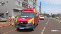 Condutora passa mal e colide veículo contra o muro de um prédio na Av. Felipe Wandscheer Condutora passa mal e colide veículo contra o muro de um prédio na Av. Felipe Wandscheer