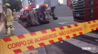 Caminhote capota após colisão no centro de Foz do Iguaçu Caminhote capota após colisão no centro de Foz do Iguaçu