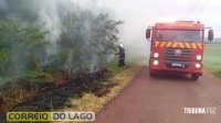 Bombeiros controlam incêndio em vegetação na Linha União, área rural de Santa Helena Bombeiros controlam incêndio em vegetação na Linha União, área rural de Santa Helena