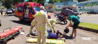 Motociclista é socorrido pelo Siate após colisão na Av. Javier Koelbel Motociclista é socorrido pelo Siate após colisão na Av. Javier Koelbel