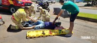 Motociclista é socorrido pelo Siate após colisão na Av. Javier Koelbel Motociclista é socorrido pelo Siate após colisão na Av. Javier Koelbel