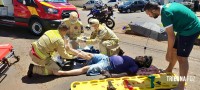 Motociclista é socorrido pelo Siate após colisão na Av. Javier Koelbel Motociclista é socorrido pelo Siate após colisão na Av. Javier Koelbel