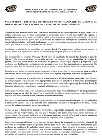 Sindicato denuncia desigualdade logística na fronteira e cobra respeito aos motoristas de cargas Sindicato denuncia desigualdade logística na fronteira e cobra respeito aos motoristas de cargas