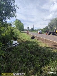 Veículo se envolve em acidente na PR-495 entre Medianeira e Missal Veículo se envolve em acidente na PR-495 entre Medianeira e Missal