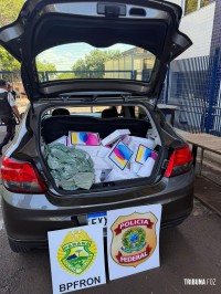 Policia Federal e Policia Militar apreendem veículo com mercadorias descaminhadas na BR-277 Policia Federal e Policia Militar apreendem veículo com mercadorias descaminhadas na BR-277