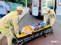 Manobra de “grau” termina em queda e deixa motociclista ferido no Bairro Três Bandeiras Manobra de “grau” termina em queda e deixa motociclista ferido no Bairro Três Bandeiras