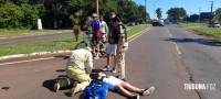 Motociclista é socorrido pelo Siate após colisão na Av. das Cataratas Motociclista é socorrido pelo Siate após colisão na Av. das Cataratas