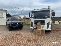 PF, RF e BPFRON apreendem caminhão carregado com 12.500 pacotes de cigarros contrabandeados em Santo Antônio do Sudoeste PF, RF e BPFRON apreendem caminhão carregado com 12.500 pacotes de cigarros contrabandeados em Santo Antônio do Sudoeste