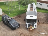 PF, RF e BPFRON apreendem caminhão carregado com 12.500 pacotes de cigarros contrabandeados em Santo Antônio do Sudoeste PF, RF e BPFRON apreendem caminhão carregado com 12.500 pacotes de cigarros contrabandeados em Santo Antônio do Sudoeste
