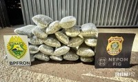 PF e PM apreende 33,5 Kg de maconha tipo capulho na barranca do Rio Paraná em Foz do Iguaçu PF e PM apreende 33,5 Kg de maconha tipo capulho na barranca do Rio Paraná em Foz do Iguaçu
