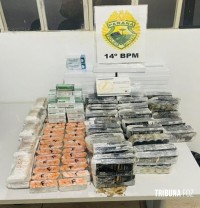 PM apreende medicamentos e substâncias de origem estrangeira dentro de ônibus em Foz do Iguaçu PM apreende medicamentos e substâncias de origem estrangeira dentro de ônibus em Foz do Iguaçu