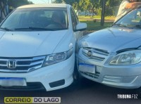 Acidente de trânsito é registrado em cruzamento movimentado de Santa Helena Acidente de trânsito é registrado em cruzamento movimentado de Santa Helena
