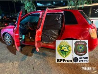 PF e PM apreendem veículo carregado com 10 mil maços de cigarros contrabandeados em Foz do Iguaçu PF e PM apreendem veículo carregado com 10 mil maços de cigarros contrabandeados em Foz do Iguaçu
