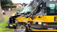 Acidente envolvendo van escolar deixa idoso ferido e mobiliza SAMU em Santa Helena Acidente envolvendo van escolar deixa idoso ferido e mobiliza SAMU em Santa Helena