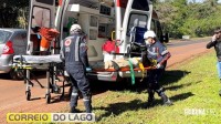 Motociclista fica ferida após queda na "Curva do Ogregon" em Santa Helena Motociclista fica ferida após queda na "Curva do Ogregon" em Santa Helena