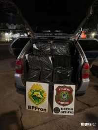 Ação conjunta entre BPFRON e PF resulta na apreensão de 1.000 pacotes de cigarros contrabandeados em Foz do Iguaçu Ação conjunta entre BPFRON e PF resulta na apreensão de 1.000 pacotes de cigarros contrabandeados em Foz do Iguaçu