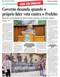 Governo desanda quando o próprio líder vota contra o Prefeito Governo desanda quando o próprio líder vota contra o Prefeito