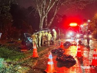 Veículo colide com arvore e deixa seis feridos e dois mortos na Av. Felipe Wandscheer Veículo colide com arvore e deixa seis feridos e dois mortos na Av. Felipe Wandscheer
