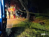 Veículo colide com arvore e deixa seis feridos e dois mortos na Av. Felipe Wandscheer Veículo colide com arvore e deixa seis feridos e dois mortos na Av. Felipe Wandscheer