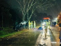 Veículo colide com arvore e deixa seis feridos e dois mortos na Av. Felipe Wandscheer Veículo colide com arvore e deixa seis feridos e dois mortos na Av. Felipe Wandscheer