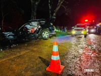 Veículo colide com arvore e deixa seis feridos e dois mortos na Av. Felipe Wandscheer Veículo colide com arvore e deixa seis feridos e dois mortos na Av. Felipe Wandscheer