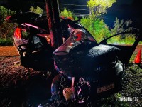 Veículo colide com arvore e deixa seis feridos e dois mortos na Av. Felipe Wandscheer Veículo colide com arvore e deixa seis feridos e dois mortos na Av. Felipe Wandscheer