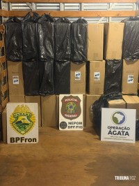 PF, PM e FAB apreendem 13,5 mil maços de cigarros contrabandeados em depósito clandestino em Foz do Iguaçu PF, PM e FAB apreendem 13,5 mil maços de cigarros contrabandeados em depósito clandestino em Foz do Iguaçu