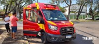 Cabo de fibra ótica rompido causa queda de moto na Av. Juscelino Kubistchek em Foz do Iguaçu Cabo de fibra ótica rompido causa queda de moto na Av. Juscelino Kubistchek em Foz do Iguaçu