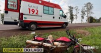 Homem é encontrado desacordado ao lado de moto com placas do Paraguai na PR-495, em Missal Homem é encontrado desacordado ao lado de moto com placas do Paraguai na PR-495, em Missal